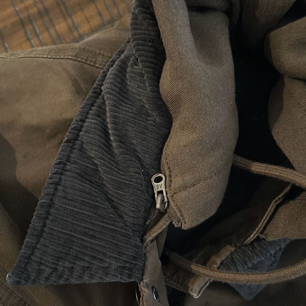 American Eagle brown trucker jacket lined hooded … - image 8